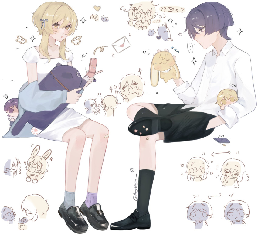 ..., 1boy, 1girl, alternate_costume, animal, animal_ears, animalization, bandaid