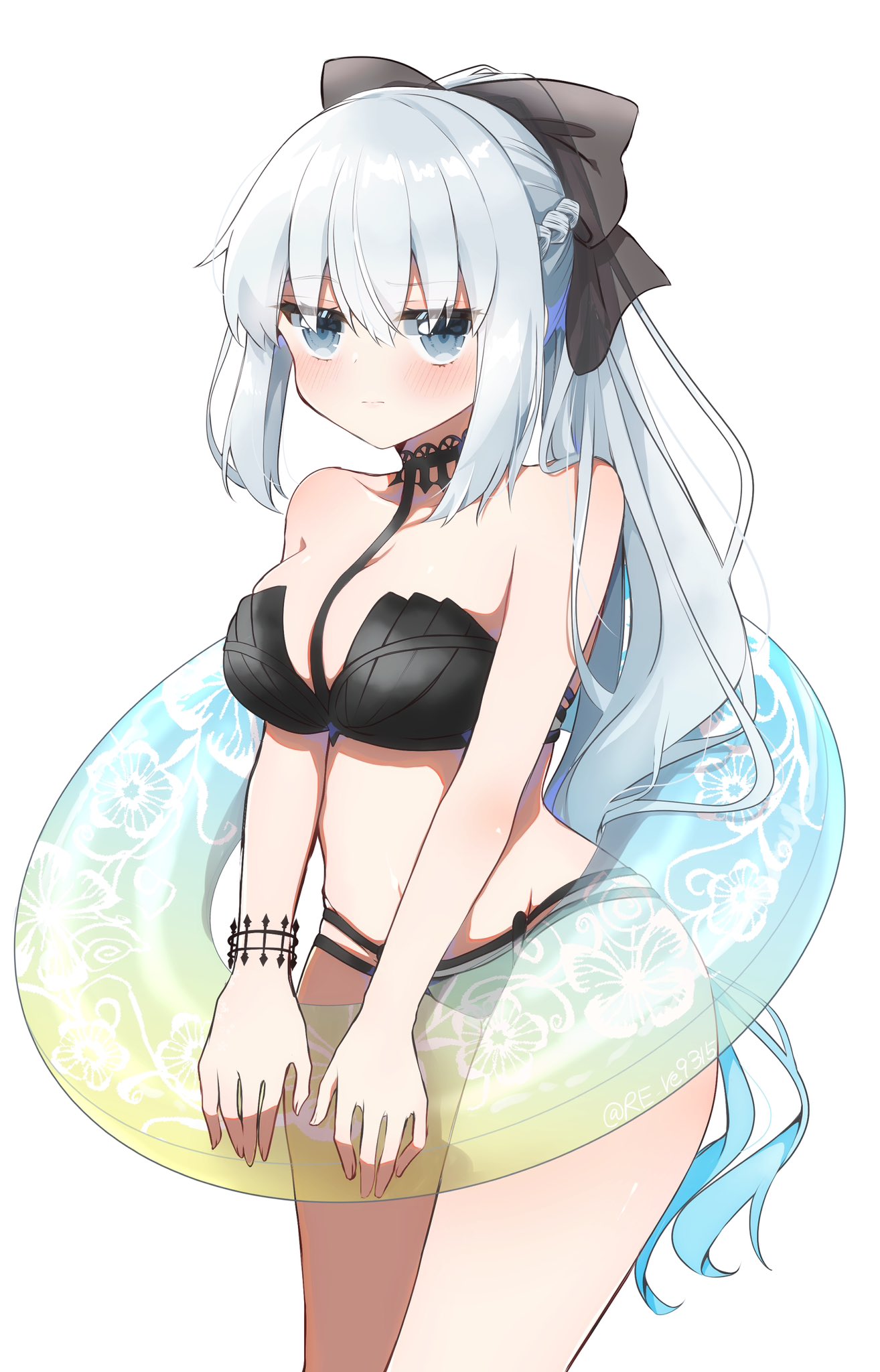 1girl, black_bow, blue_eyes, blush, bow, fate/grand_order, fate_(series), hair_between_eyes