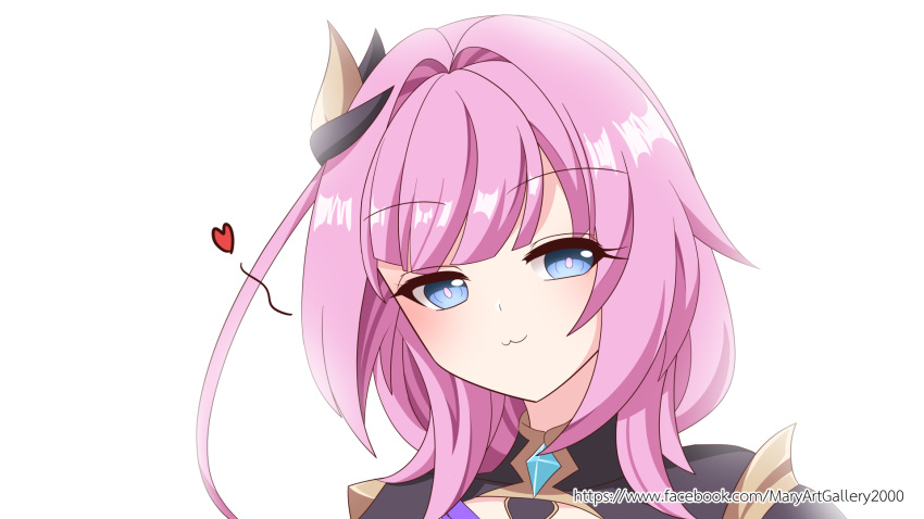1girl, :3, blue_eyes, commentary, elysia_(honkai_impact), elysia_(miss_pink_elf)_(honkai_impact), facebook_username, hair_ornament