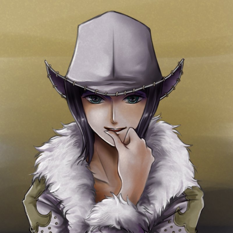 1girl, black_hair, blue_eyes, coat, commentary_request, cowboy_hat, fur-trimmed_coat, fur_trim