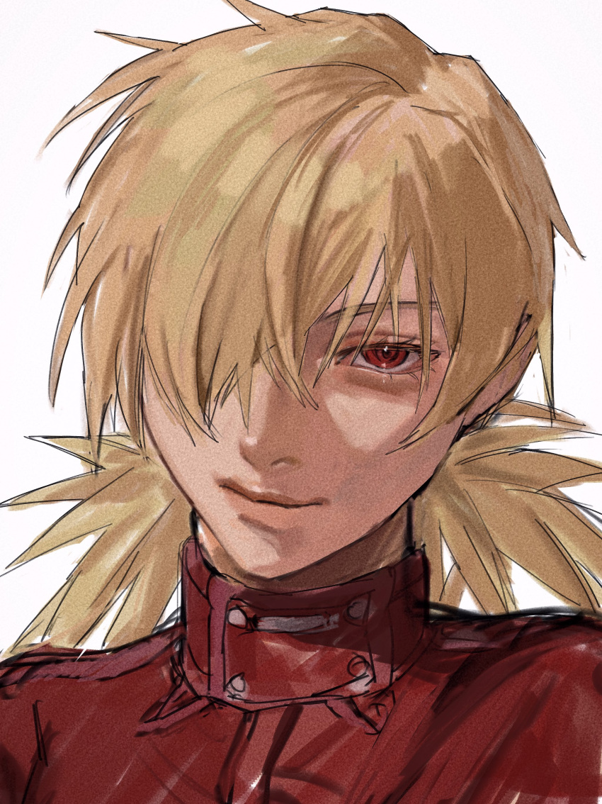 1girl, absurdres, evil_smile, hana0112yama_k, hellsing, high_collar, highres, looking_at_viewer, military_uniform, red_eyes, seras_victoria, smile, solo, vampire
