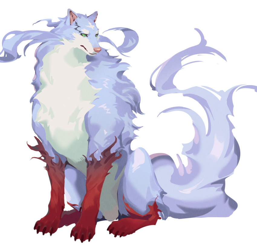 1boy, animal_ears, claws, closed_mouth, commentary_request, feru_(tonsuki), green_eyes, highres