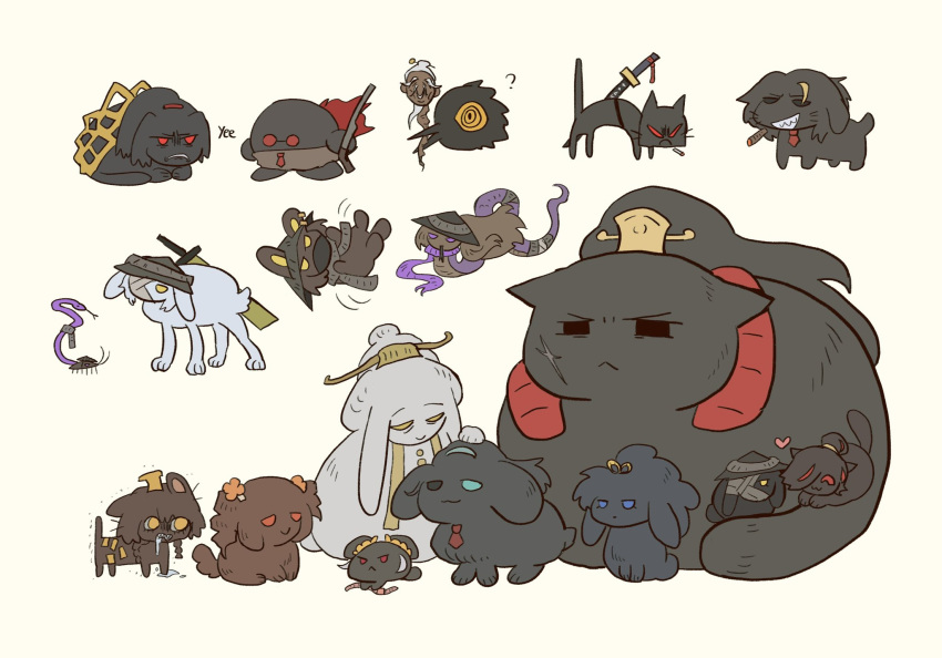 :<, animalization, bird, blue_eyes, brother_and_sister, brothers, bug, cat