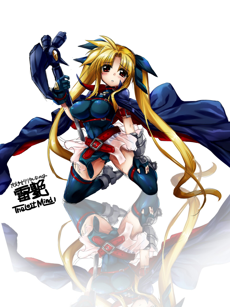 axe, bardiche, blonde_hair, fate_testarossa, fingerless_gloves, gloves, hotori_(artist), hotori_(sion)