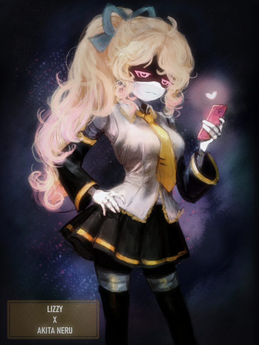 absurdres, akita_neru, akita_neru_(cosplay), android, blonde_hair, cosplay, detached_sleeves, hair_ribbon