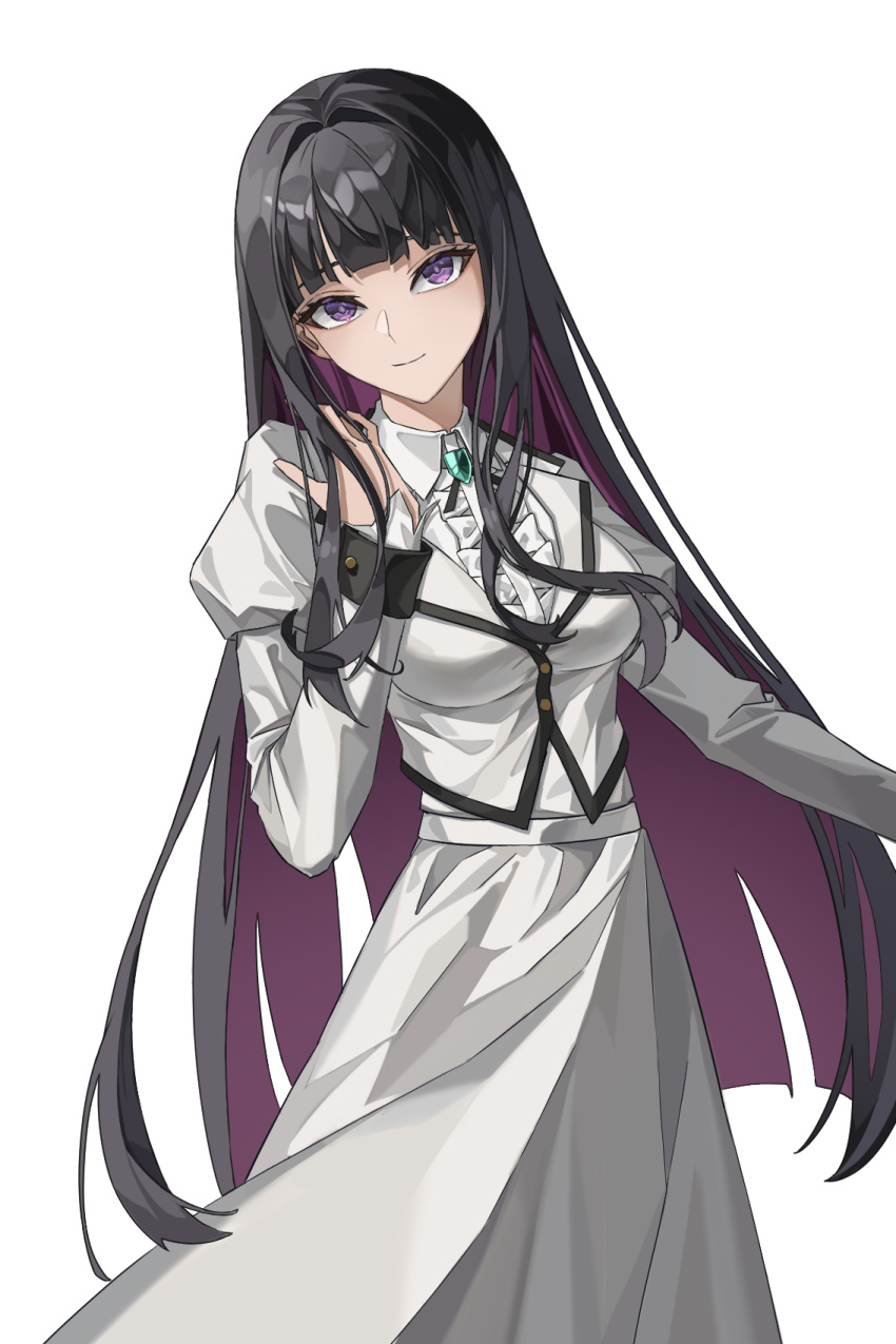 black_hair, blunt_bangs, highres, kurogane_otoha, long_hair, long_sleeves, multicolored_hair, purple_hair