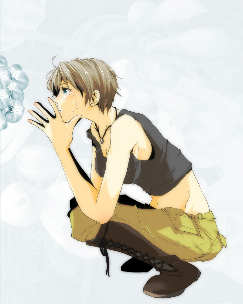 axis_powers_hetalia, bangs, blonde_hair, blue_eyes, boots, cross, crying, female