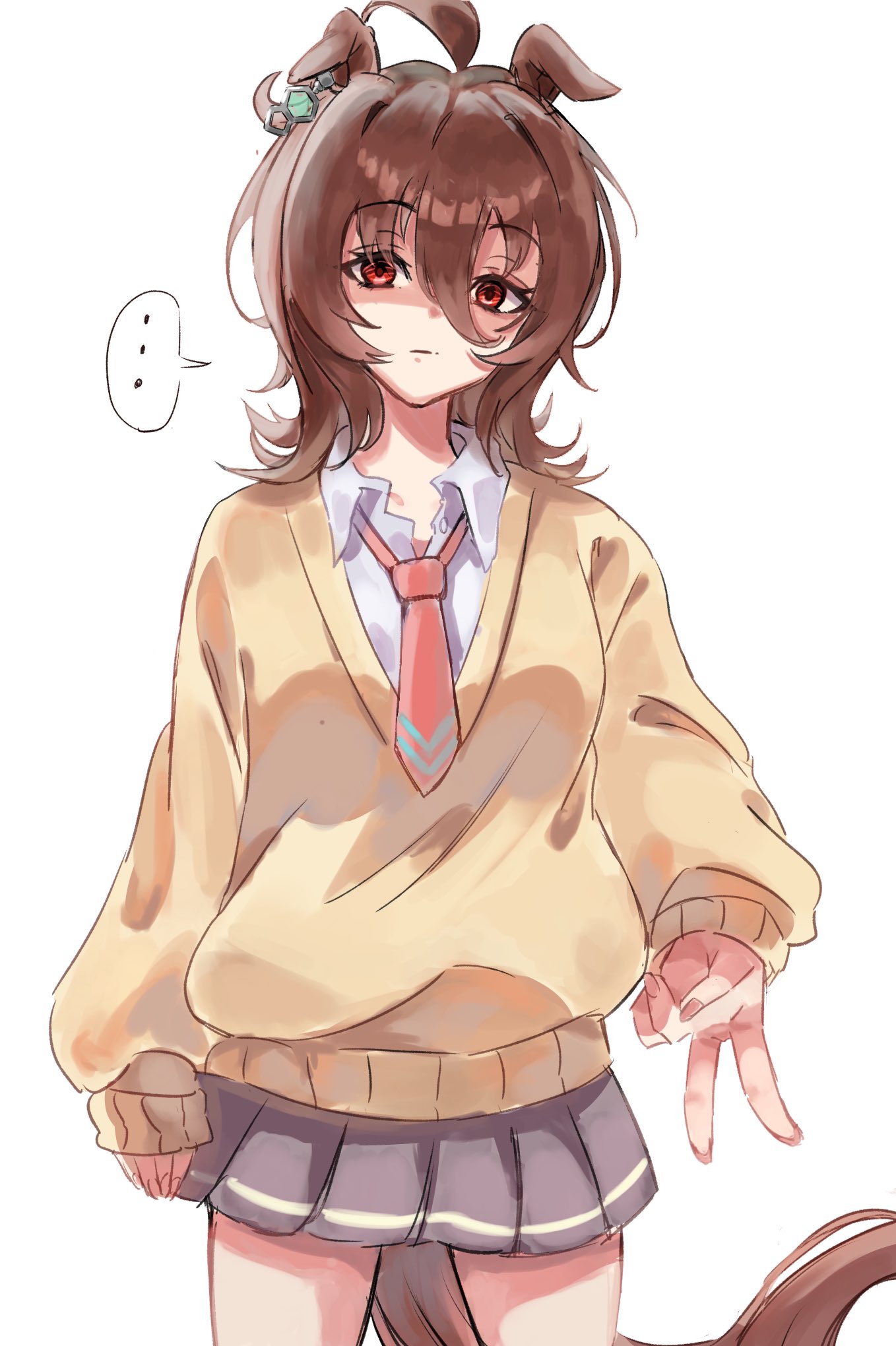 ..., 1girl, agnes_tachyon_(umamusume), animal_ears, chemical_structure, closed_mouth, collared_shirt, earrings