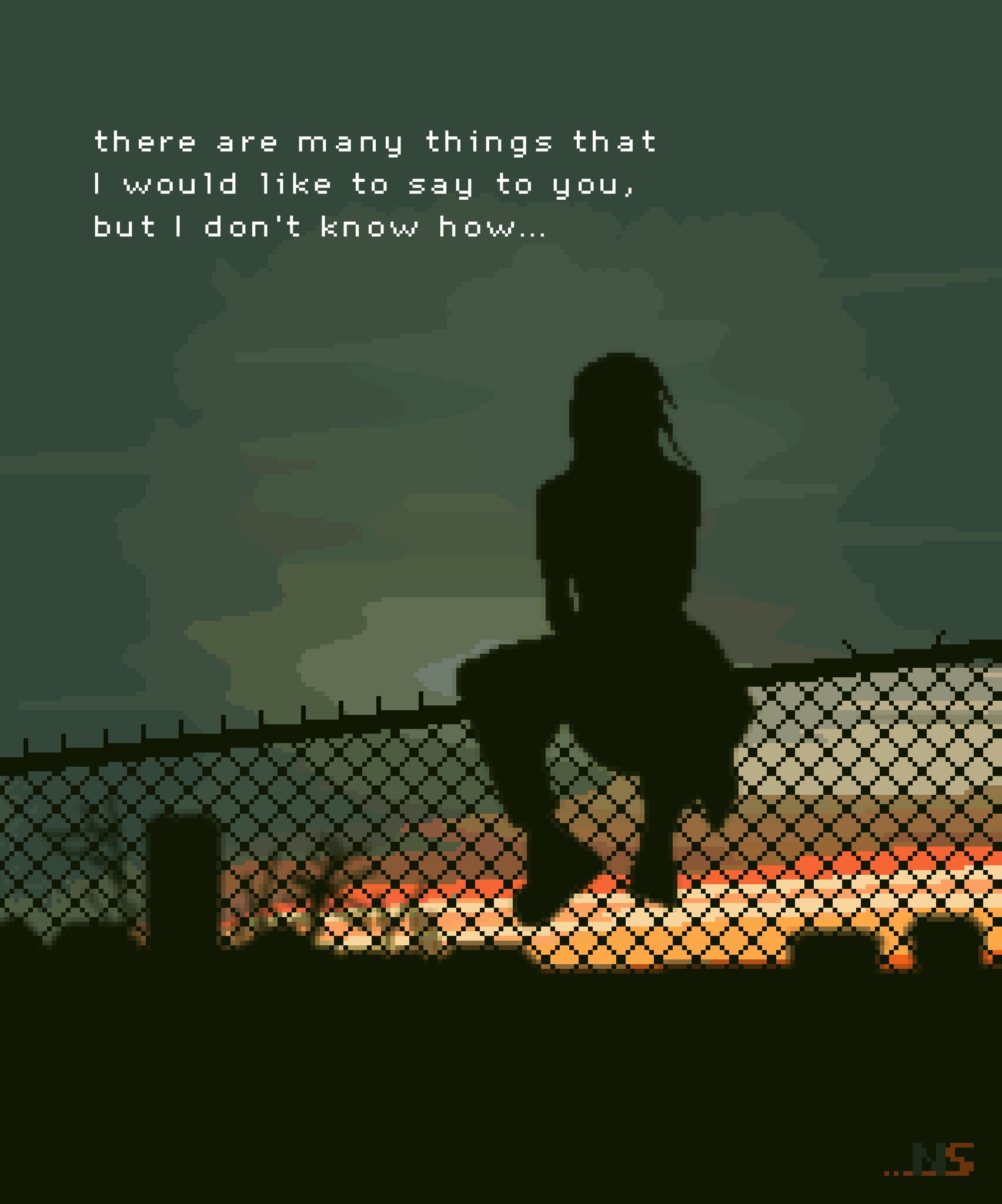 1other, chain-link_fence, clouds, cloudy_sky, english_text, faceless, fence, grey_sky