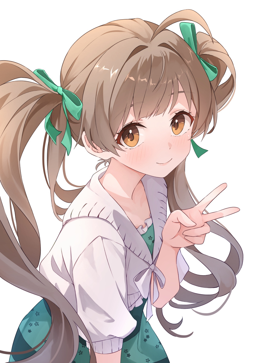 1girl, absurdres, ahoge, b1ack_illust, blush, brown_eyes, brown_hair, cardigan