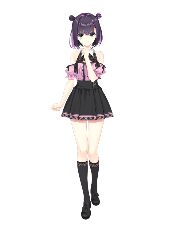 1girl, bare_shoulders, black_shoes, black_skirt, black_socks, brown_hair, closed_mouth, full_body