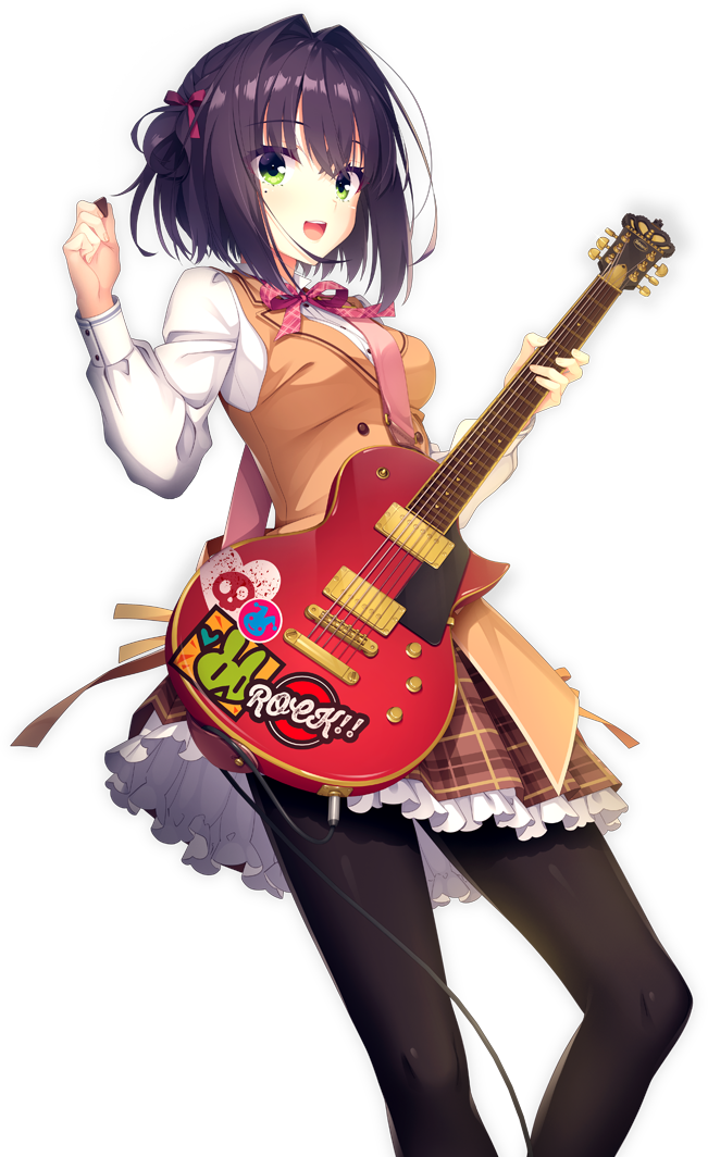 1girl, black_pantyhose, breasts, brown_hair, brown_skirt, brown_vest, collared_shirt, frilled_skirt