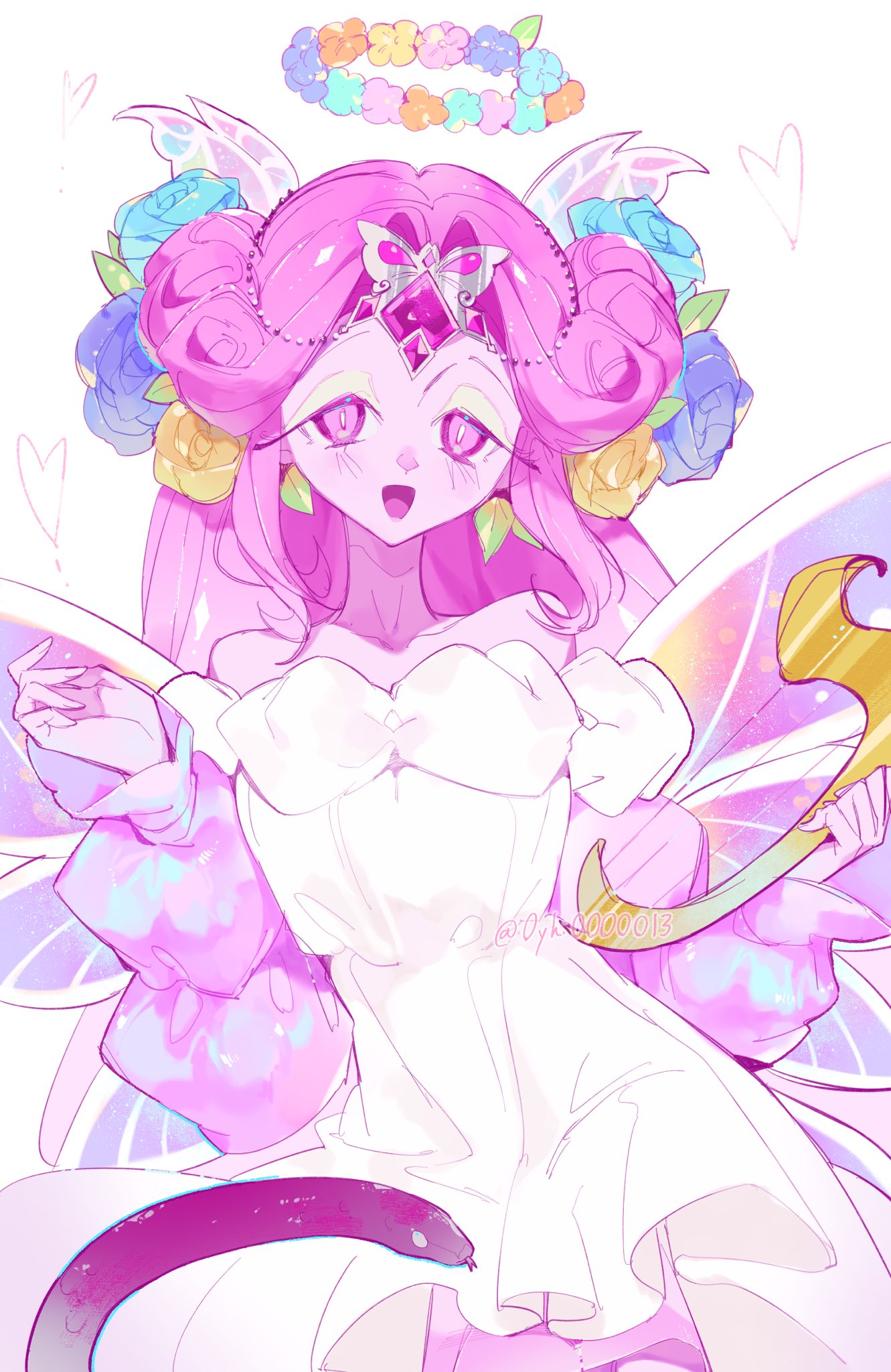 1girl, angel, angel_wings, colored_skin, cookie_run, cookie_run:_kingdom, dress, eternal_sugar_cookie
