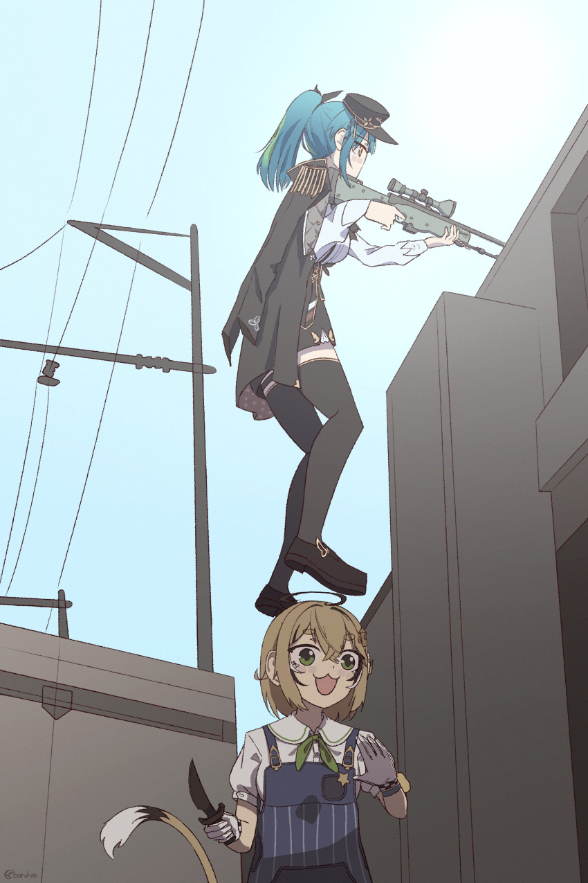 2girls, :3, absurdres, ai_arctic_warfare, aotsuki_remia, artistic_error, black_hat, black_jacket
