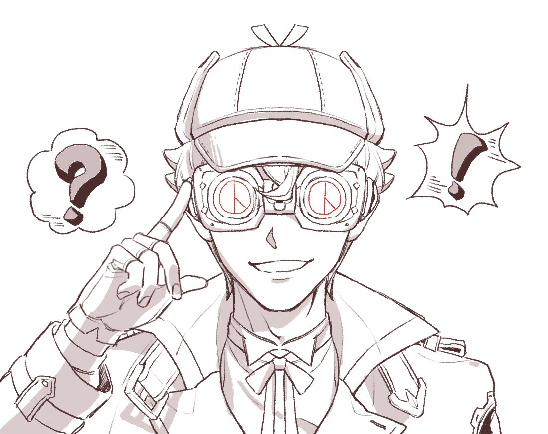 !, 1boy, 9105_y, ?, ace_attorney, fingerless_gloves, gloves, goggles