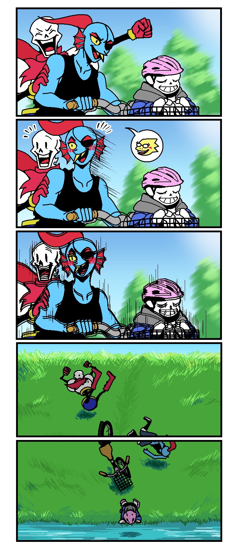 2022, 2boys, 2d, 2girls, 4koma, alphys, anthro, armor