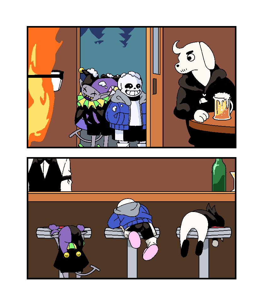 2023, 2d, 2koma, 5boys, alcohol, anthro, bartender, beer
