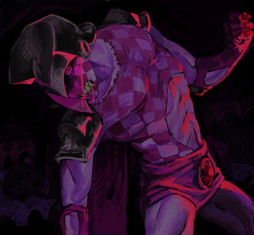 1boy, absurdres, argyle_skin, codpiece, helmet, highres, jojo_no_kimyou_na_bouken, looking_at_viewer