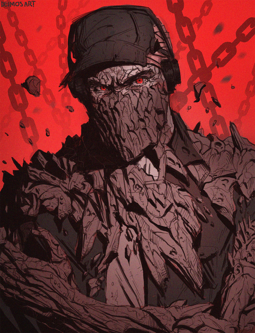 1boy, artist_name, deimos_(madness_combat), deimos_art, highres, madness_combat, red_theme, solo