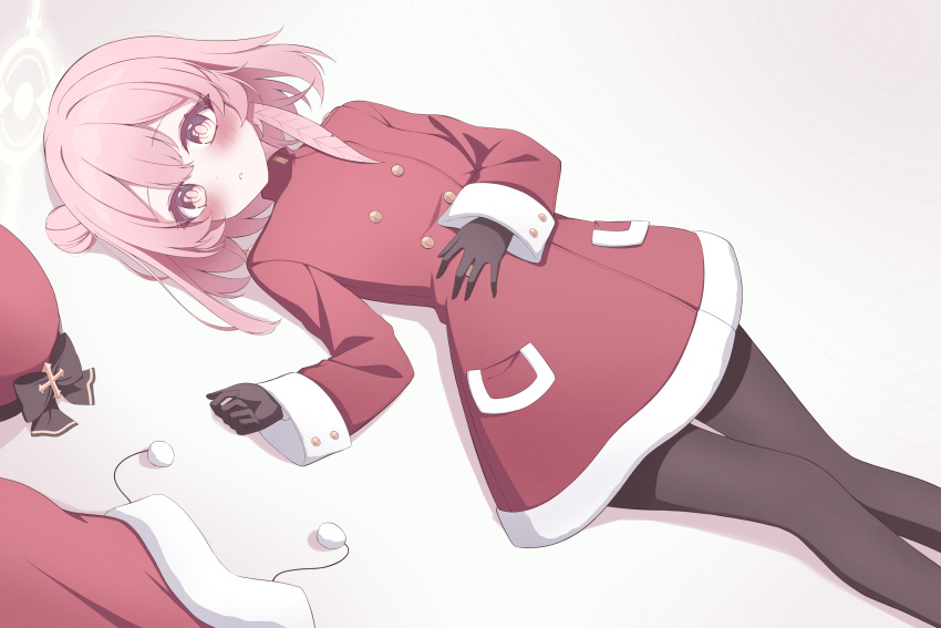 1girl, absurdres, amerika_neko, black_bow, black_pantyhose, blue_archive, blush, bow