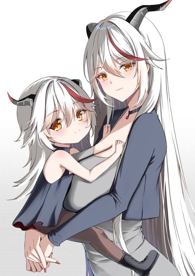 aegir_(azur_lane), azur_lane, horns, little_aegir_(azur_lane), long_hair, multiple_girls