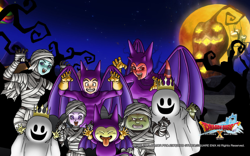 2others, 3boys, 3girls, artist_request, bat_wings, blue_skin, bodysuit, claw_pose