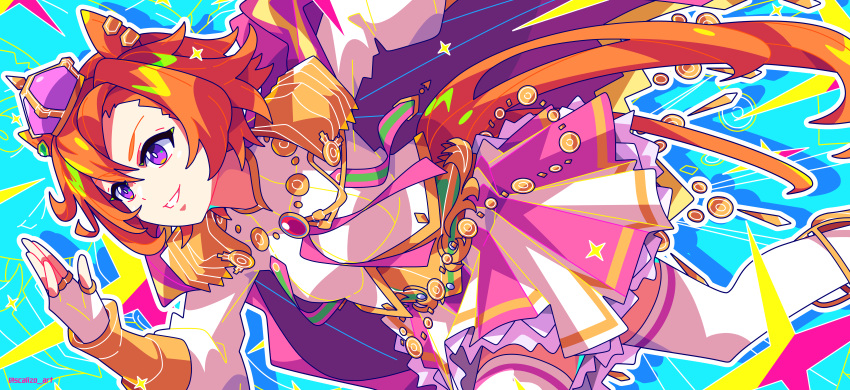 1girl, absurdres, animal_ears, blue_background, commentary, crown, drop_shadow, fingerless_gloves