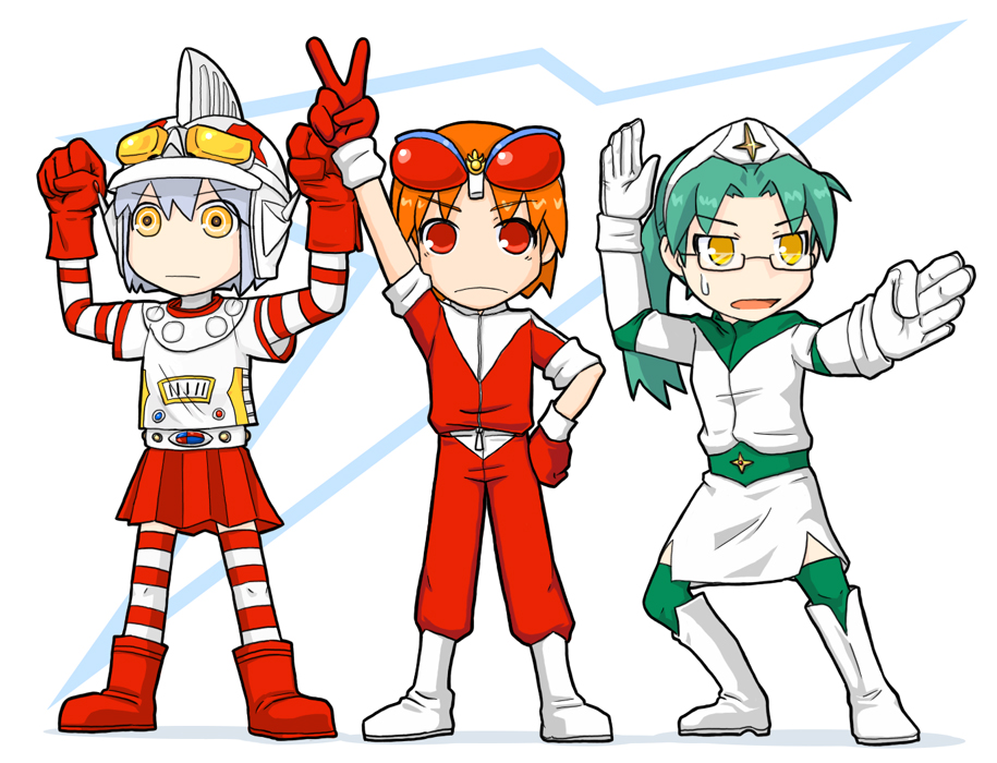 baragon, crossover, fighting_stance, fireman_(fireman), fireman_(series), glasses, jumborg_a, jumborg_ace