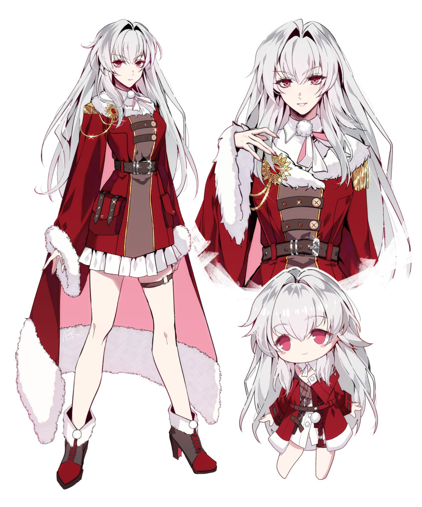1girl, aer007580, aged_up, belt, black_belt, cape, chibi, clara_(honkai:_star_rail)