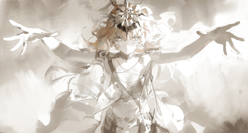 1girl, ancient_greek_clothes, augusta_(wuthering_waves), closed_mouth, commentary, cowboy_shot, dino_(dinoartforame), dress