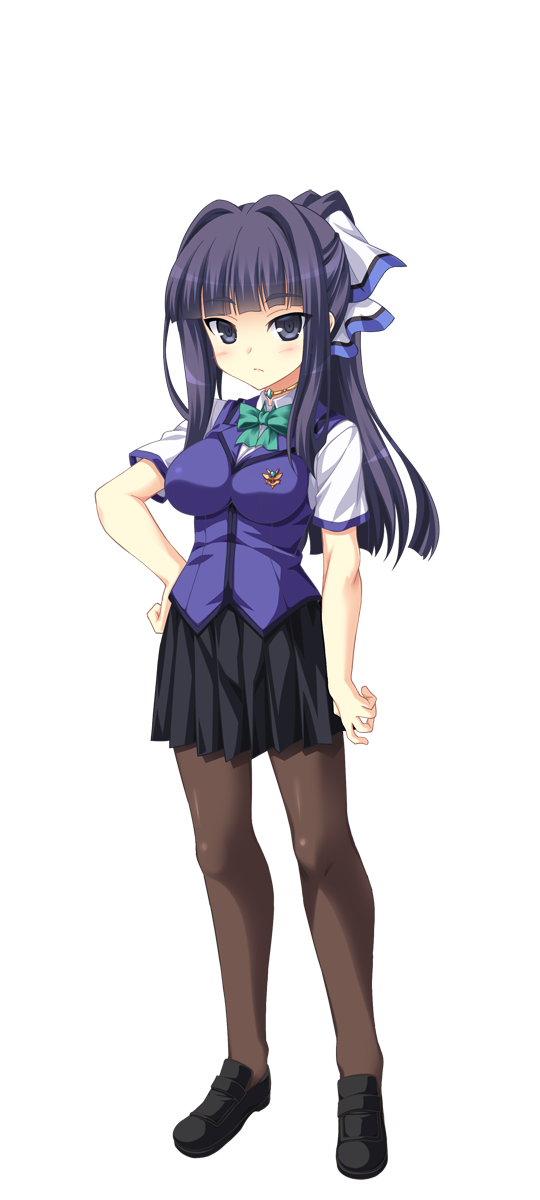 1girl, aoi_masami, black_pantyhose, black_skirt, blue_eyes, blue_hair, bow, bowtie