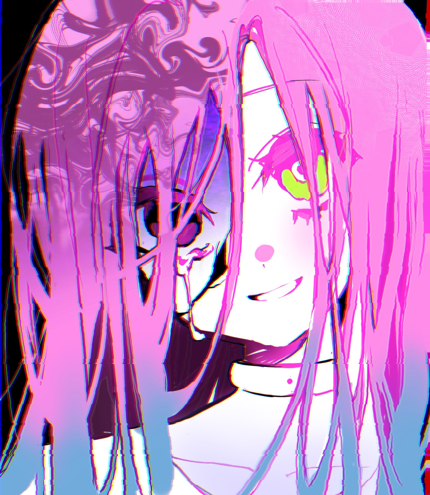 1girl, alien_stage, blue_hair, choker, commentary, crying, english_commentary, gradient_hair