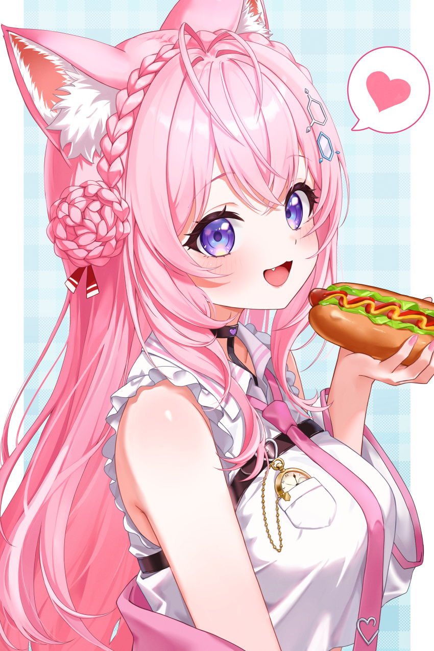 1girl, 4kimizuki, :d, absurdres, animal_ear_fluff, animal_ears, antenna_hair, black_choker