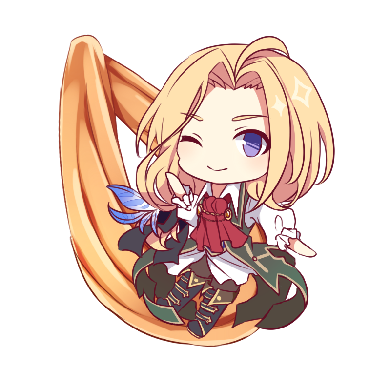 1boy, ascot, black_boots, blonde_hair, boots, chibi, chibi_only, closed_mouth