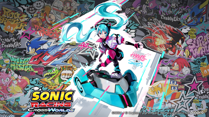 1girl, amy_rose, animal_ear_headphones, animal_ears, black_boots, black_gloves, black_shirt, black_shorts