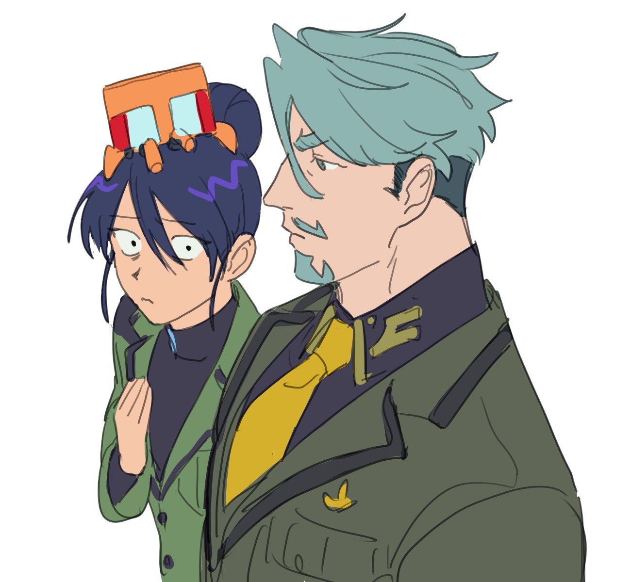 1boy, bbbb_fex, beard, breast_envy, challia_bull, collared_shirt, conch_(gundam), facial_hair
