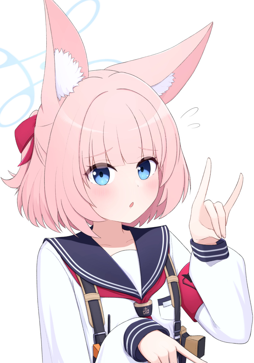 1girl, absurdres, animal_ear_fluff, animal_ears, asuparuch, black_sailor_collar, blue_archive, blue_eyes
