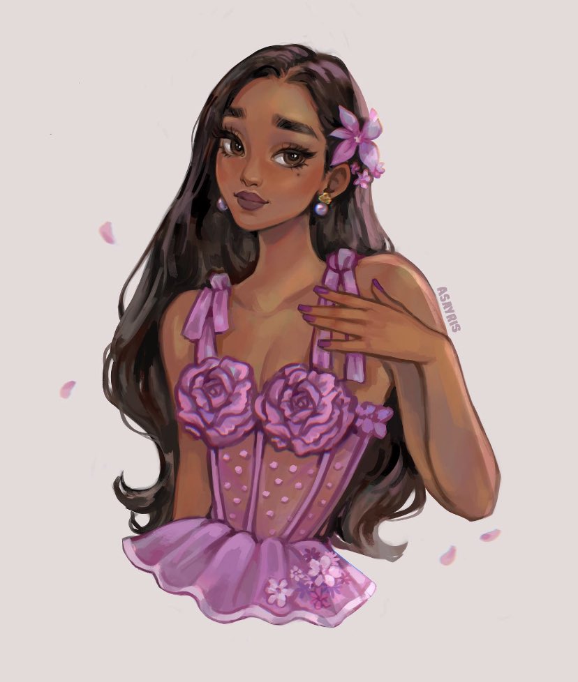 1girl, adapted_costume, asayris_art, brown_eyes, brown_hair, dark-skinned_female, dark_skin, dress