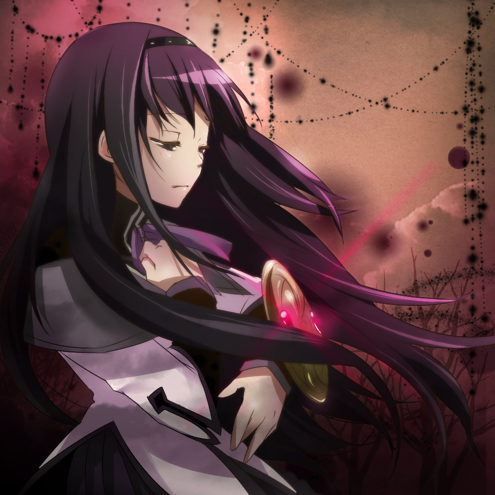 akemi_homura, bad_id, black_hair, glowing, hairband, kanotuki, long_hair, magical_girl