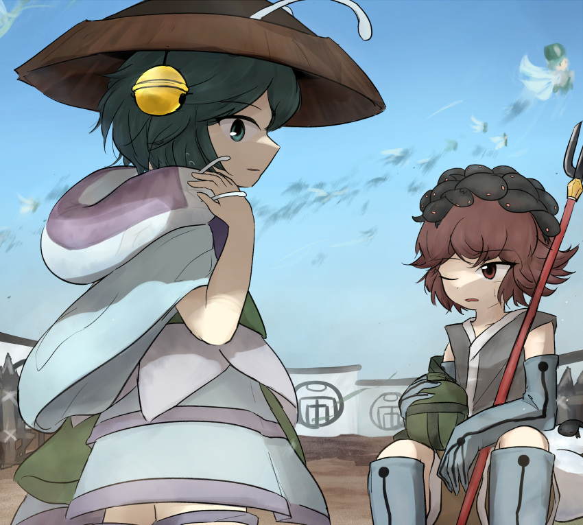 2others, ajirogasa, androgynous, antennae, aqua_eyes, aqua_hair, azuma_kaisen, blue_boots