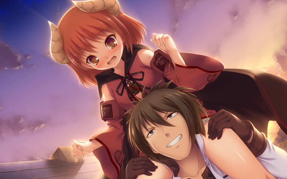 1girl, blush, cape, carrying, christo_wu, cloud, clouds, demon_girl