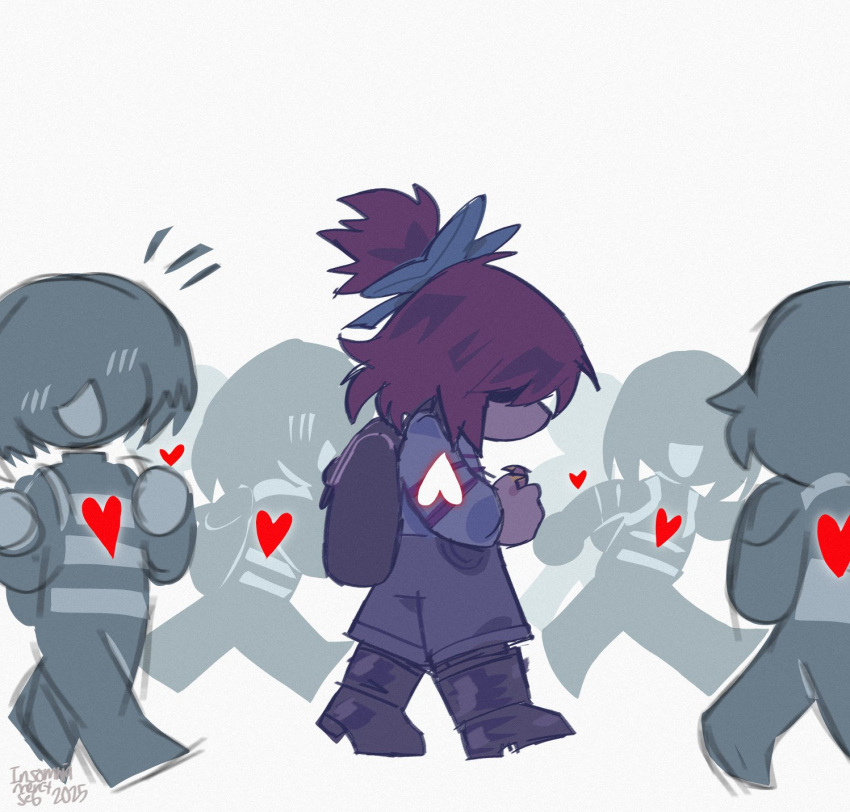 1girl, 2025, 4others, backpack, bag, black_bag, black_boots, boots