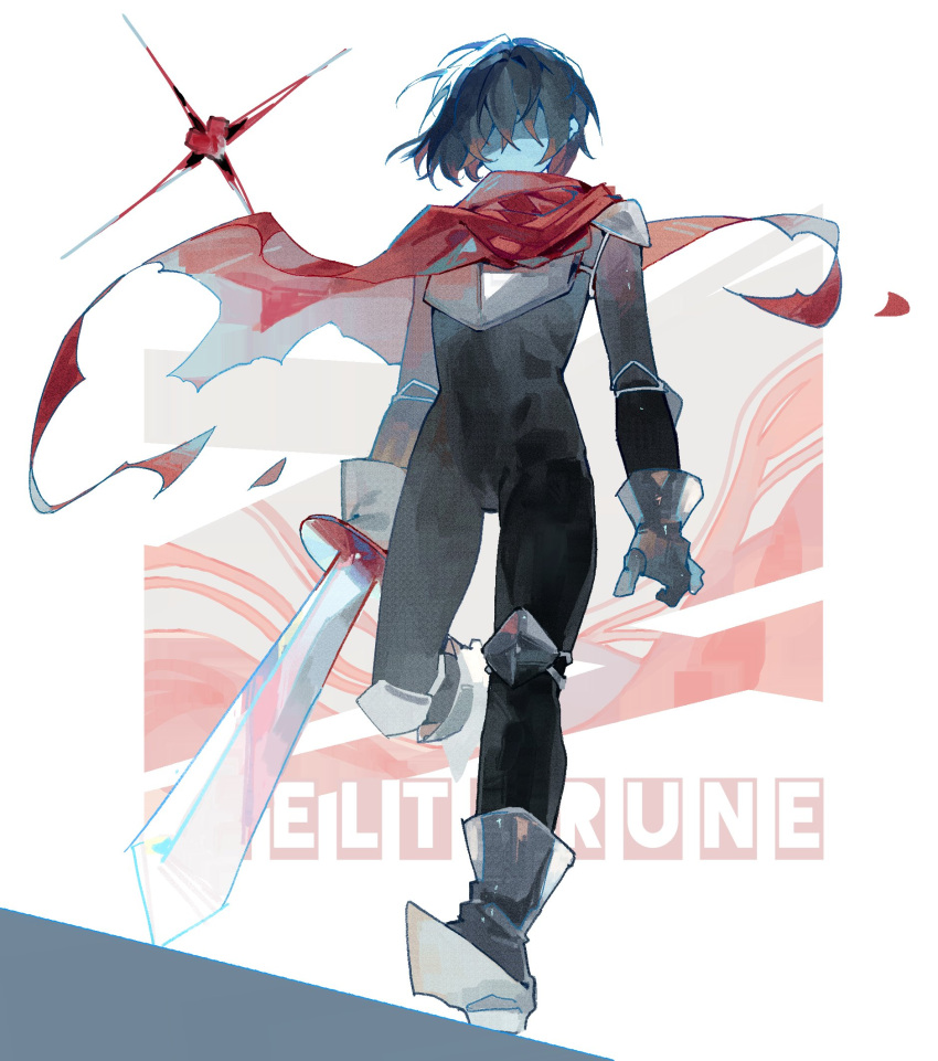 1other, armor, black_bodysuit, blue_hair, blue_skin, bodysuit, breastplate, colored_skin