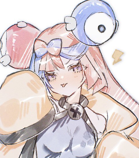 1girl, bow-shaped_hair, c0smi5, character_hair_ornament, fake_hair_bun, hair_ornament, hexagon_print, iono_(pokemon)