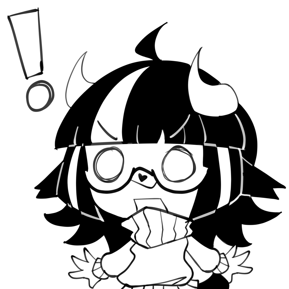ahoge, bandage_on_nose, black_hair, black_tail, exclamation_mark, m8n8xide, open_mouth, original