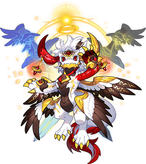 1other, angel, castigue_(executor)_(dragon_village), dragon, dragon_village_(series), dragon_village_collection, feathered_wings, fur-tipped_tail, furry, game_cg, gem, halo, horn_ornament, horns, multicolored_hair, multiple_wings, official_art, red_eyes, red_gemstone, scroll, short_hair, streaked_hair, third-party_source, traditional_halo, transparent_background, white_hair, wings