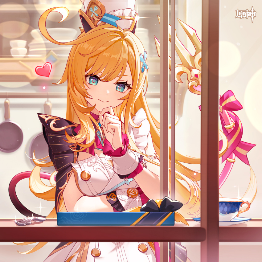 1girl, absurdres, chef, chef_hat, closed_mouth, dress, escoffier_(genshin_impact), genshin_impact