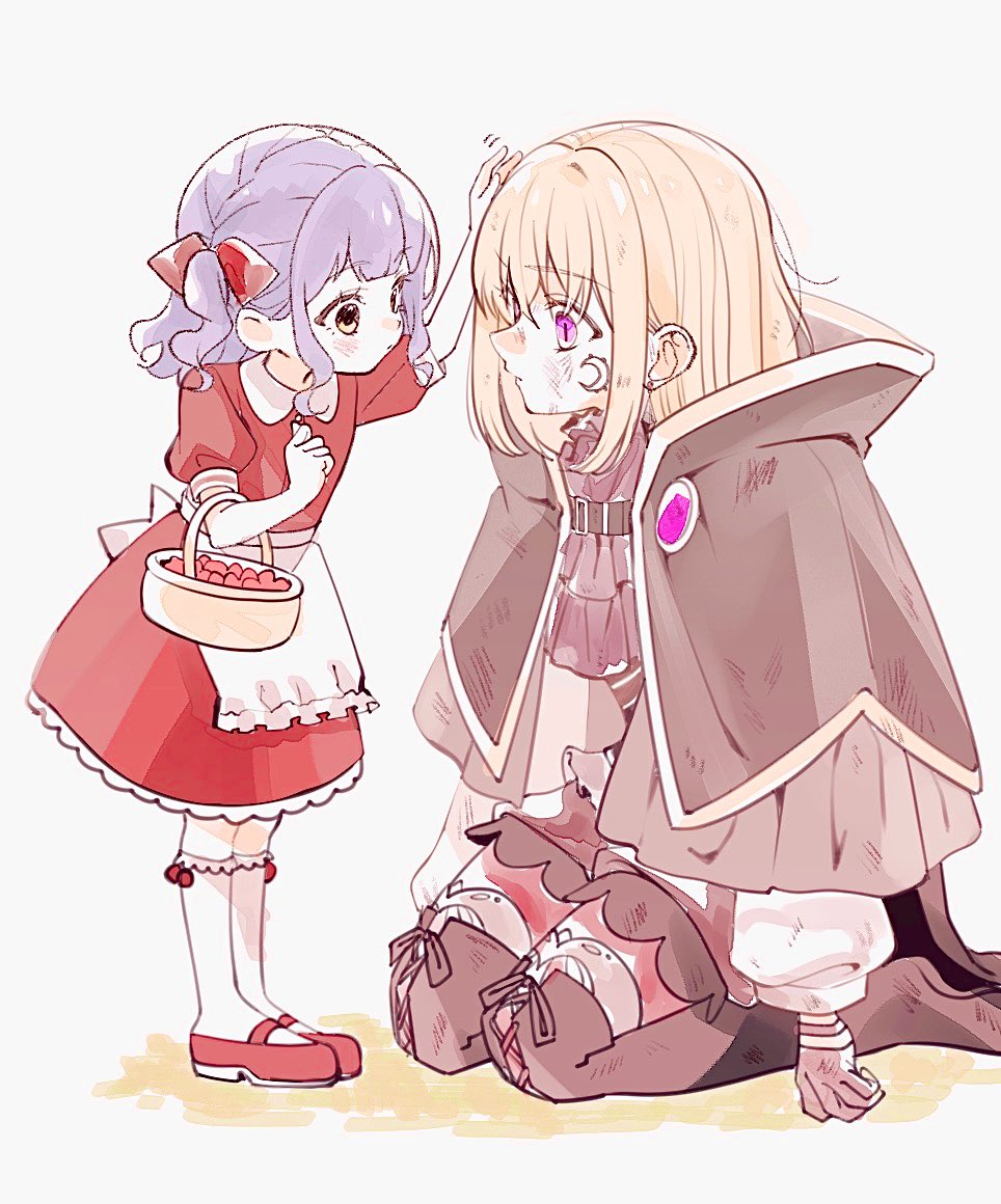 2girls, age_difference, aver_(yumenokessho), bang_dream!, bang_dream!_it's_mygo!!!!!, basket, black_boots, black_capelet