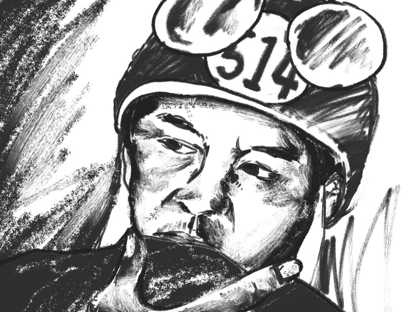 114514_(meme), 1boy, a-ha, chinese_commentary, commentary_request, greyscale, helmet, highres