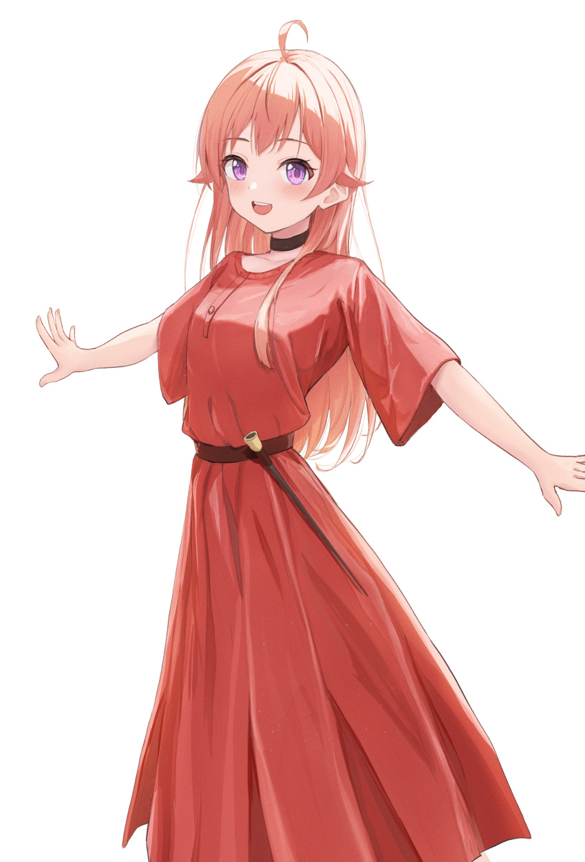 1girl, absurdres, ahoge, belt, black_choker, blonde_hair, breasts, choker